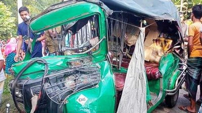 ত্রিশালে বুধবার সকালে ট্রাক-অটোরিকশা সংঘর্ষ ঘটে (ছবি: সংগৃহীত)