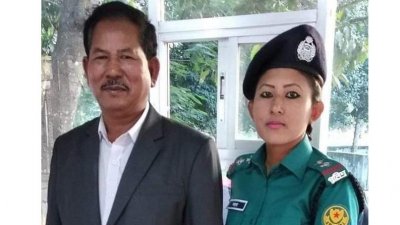 আহত মনোরঞ্জন হাজং ও তার মেয়ে মহুয়া হাজং