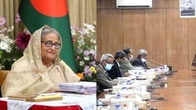 মন্ত্রিপরিষদের বৈঠকে বক্তব্য রাখছেন প্রধানমন্ত্রী শেখ হাসিনা, ছবি: বাসস