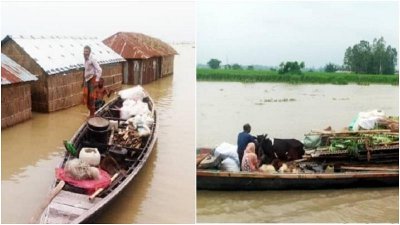 বন্যায় বিলীন বাড়িঘর, আশ্রয়ের খোঁজে তারা