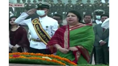 জাতীয় স্মৃতিসৌধে স্পিকারের শ্রদ্ধা