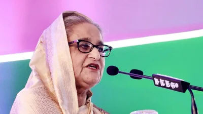 আইইবি ৬০তম কনভেনশনের উদ্বোধনী অনুষ্ঠানে বক্তব্য রাখছেন প্রধানমন্ত্রী শেখ হাসিনা, ছবি: ফোকাস বাংলা