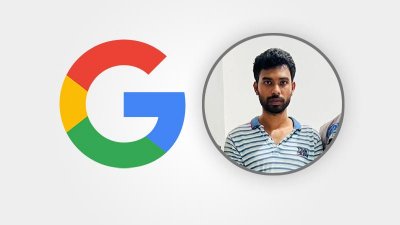 গুগলের লোগো এবং গ্রেফতার মো. ইনজামুল ইসলাম