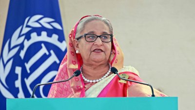 সুইজারল্যান্ডের জেনেভায় ‘ওয়ার্ল্ড অব ওয়ার্ক সামিট-২০২৩’ এ ভাষণ দেন প্রধানমন্ত্রী শেখ হাসিনা (ছবি: ফোকাস বাংলা)