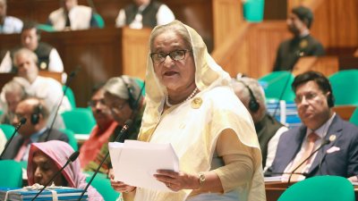 জাতীয় সংসদে বক্তব্য রাখছেন প্রধানমন্ত্রী শেখ হাসিনা, ছবি: ফোকাস বাংলা