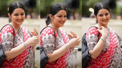 শুটিং স্পটে পরীমণি