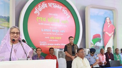 বিএফইউজে’র প্রতিনিধি সম্মেলনে বক্তব্য রাখছেন প্রধানমন্ত্রী শেখ হাসিনা, ছবি: ফোকাস বাংলা