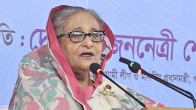 বিশেষ বর্ধিত সভায় বক্তব্য দিচ্ছেন প্রধানমন্ত্রী শেখ হাসিনা (ছবি: ফোকাস বাংলা)