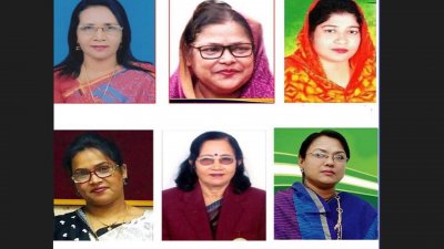 মনোনয়নপ্রত্যাশী মাজেদা বেগম, রোজি রহমান, নাসিমা জামান ববি, পারভীন আক্তার, হোসনে আরা লুৎফা ও জাকিয়া সুলতানা চৈতী