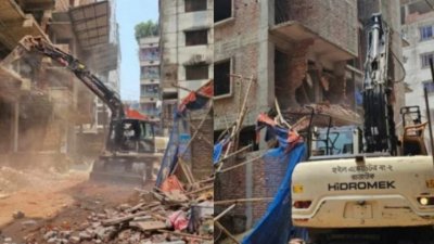 নকশা বহির্ভূত কয়েকটি বহুতল ভবনের আংশিক অপসারণ করা হয়