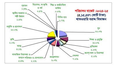 প্রস্তাবিত বাজেটে বিভিন্ন খাতের বরাদ্দ