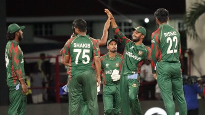 বাংলাদেশের উল্লাসের একটি মুহূর্ত।
