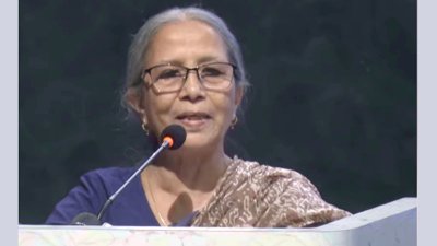 মতবিনিময় সভায় বক্তব্য রাখছেন মৎস্য ও প্রাণিসম্পদ মন্ত্রণালয়ের উপদেষ্টা ফরিদা আখতার (ছবি: ভিডিও থেকে)