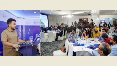 ‘দ্য ক্রস-বর্ডার স্প্রেড অব মিসইনফরমেশন ইন সাউথ এশিয়া’ শীর্ষক সেমিনারে বক্তব্য রাখেন তথ্য ও সম্প্রচার উপদেষ্টা মো. নাহিদ ইসলাম (পিআইডি)
