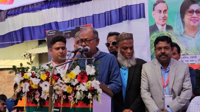 রবিবার রাজবাড়ীতে বিএনপির প্রস্তুতি সভায় বক্তব্য দেন দলের ভাইস চেয়ারম্যান আসাদুজ্জামান রিপন