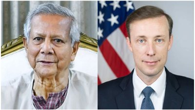 প্রধান উপদেষ্টা ড. মুহাম্মদ ইউনূস ও যুক্তরাষ্ট্রের জাতীয় নিরাপত্তা উপদেষ্টা জেইক সালিভান (ছবি: সংগৃহীত)