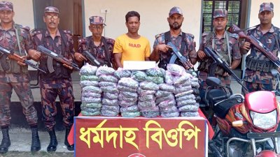 চোরাচালানি পণ্যসহ একজনকে আটক করা হয়েছে