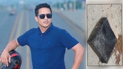 নিহত আবুল কালাম আজাদ ও তার গায়ে পড়া বিয়ারিং প্যাড