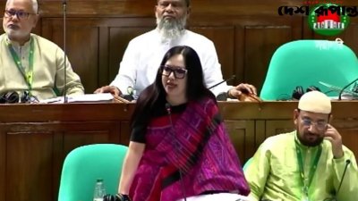 সংসদে কথা বলছেন রুমিন ফারহানা