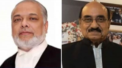 প্রধান বিচারপতি জোবায়ের রহমান চৌধুরী ও জ্যেষ্ঠ আইনজীবী ইউসুফ হোসেন হুমায়ুনের কোলাজ ছবি
