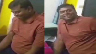 এক ব্যক্তির কাছ থেকে টাকা নিয়ে সেগুলো টেবিলের নিচে গুনছিলেন রাজশাহীর বাগমারা থানার পরিদর্শক (তদন্ত) কমলেশ দাস