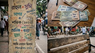 বিভিন্ন সময় মানুষ বিভিন্ন জায়গায় নাম লিখে রাখে (প্রতীকী ছবি/এআই)