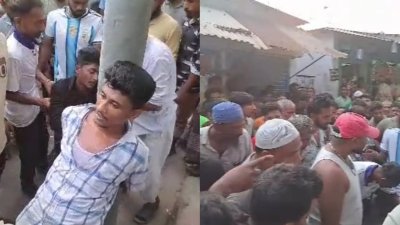 খুঁটিতে বেঁধে পিটুনি