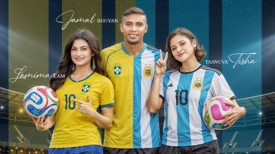 জামাল ভুঁইয়ার দু’পাশে লামিয়া লাম ও তাসনুভা তিশা