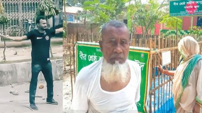 নিহত আবু সাঈদ ও তার কবরের পাশে দাঁড়িয়ে আছেন বাবা-মা