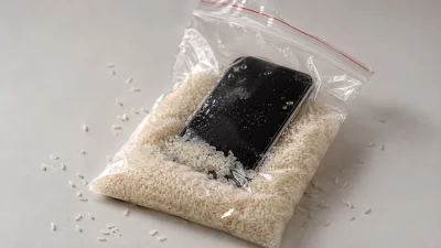 চালে ভেজা মোবাইল। সংগৃহীত ছবি