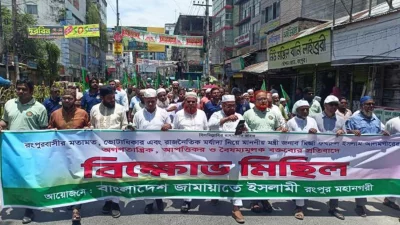 স্থানীয় সরকার, পল্লী উন্নয়ন ও সমবায়মন্ত্রী মির্জা ফখরুল ইসলাম আলমগীরের বক্তব্যের প্রতিবাদে রংপুরে বিক্ষোভ মিছিল ও সমাবেশ করেছেন জামায়াতে ইসলামীর নেতাকর্মীরা