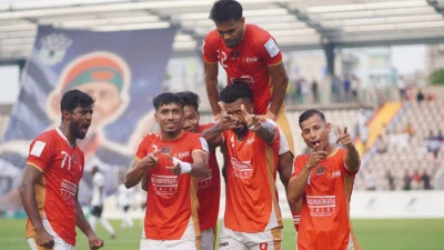 বাংলাদেশ ফুটবল লিগের বর্তমান চ্যাম্পিয়ন বসুন্ধরা কিংসের খেলোয়াড়েরা