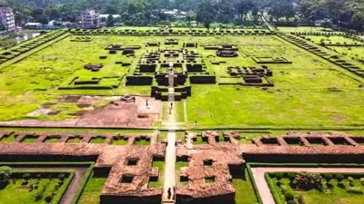 পাখির চোখে কুমিল্লার শালবন বিহার। ছবি: সংগৃহীত।