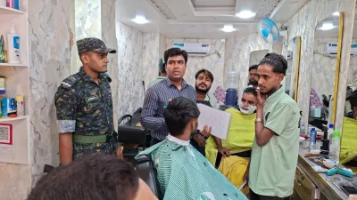 চাঁদপুরে সেলুনে অভিযান চালিয়ে জরিমানা