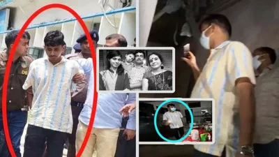 হত্যার ঘটনায় জড়িত সন্দেহে গ্রেফতার এক আসামি এবং ঘটনাস্থলে উপস্থিত এক পুলিশ কর্মকর্তার পরনে একই ধরনের শার্ট দেখা যাওয়া নিয়ে প্রশ্ন উঠেছে