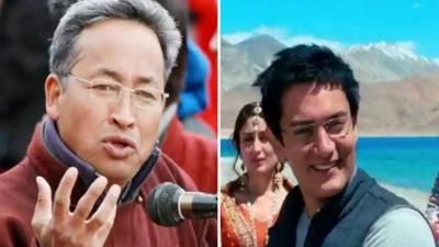 সোনম ওয়াংচুক ও আমির খান। ফাইল ছবি