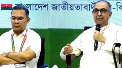 বিএনপির প্রতিষ্ঠাবার্ষিকীর অনুষ্ঠানে তারেক রহমান ও মির্জা আব্বাস