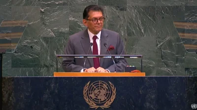 জাতিসংঘ সাধারণ পরিষদের ৮১তম অধিবেশনের সভাপতি হিসেবে বক্তব্য দিচ্ছেন পররাষ্ট্রমন্ত্রী ড. খলিলুর রহমান