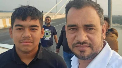 বাবা এনামুল হক বাহারের সঙ্গে ছেলে বাফতিন আহমেদ জিহান (ফাইল ছবি)