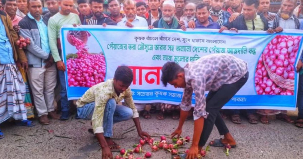 পেঁয়াজের কেজি ৩০ টাকা, সড়ক অবরোধ করে কৃষকদের বিক্ষোভ