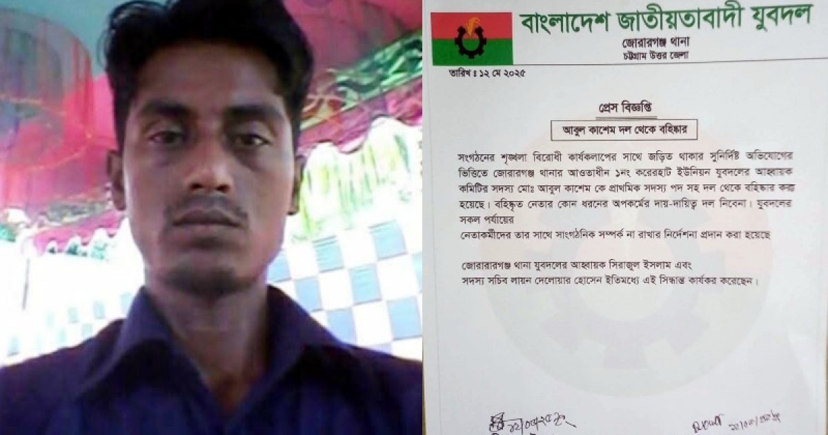 ত্রিপুরা শিক্ষার্থীকে ধর্ষণচেষ্টা, সব পদ থেকে যুবদল নেতাকে বহিষ্কার