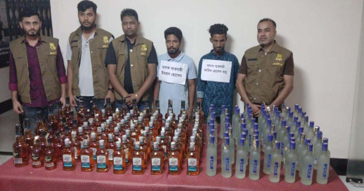 গাজীপুরে ১৬০ বোতল বিদেশি মদসহ দুজন গ্রেফতার