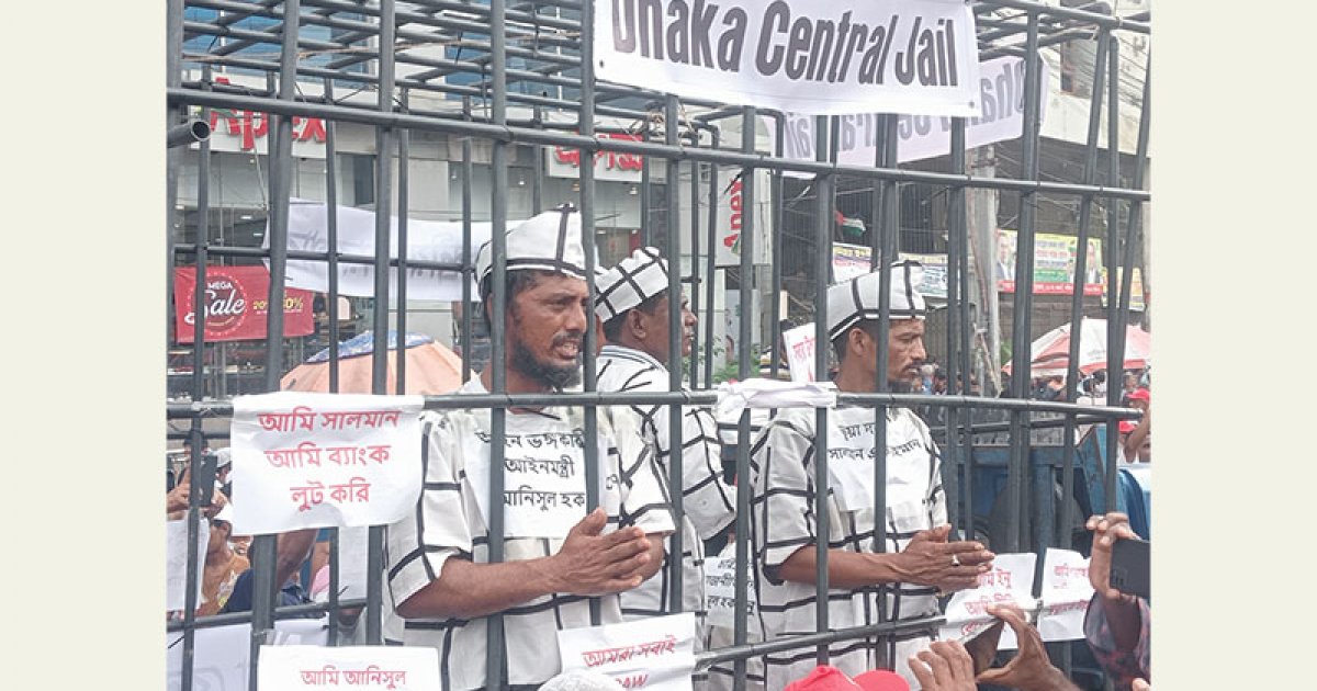 বিএনপির র্যালিতে ‘কারাবন্দি’ ইনু-সালমান-আনিস