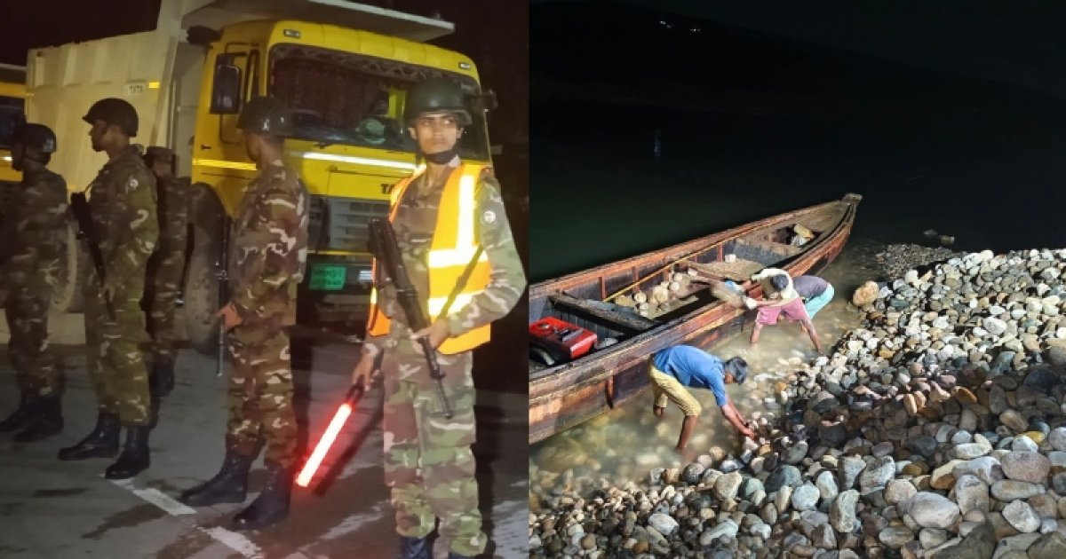রাতভর অভিযানে লুট হওয়া সাদা পাথর উদ্ধার, রাখা হচ্ছে যথাস্থানে