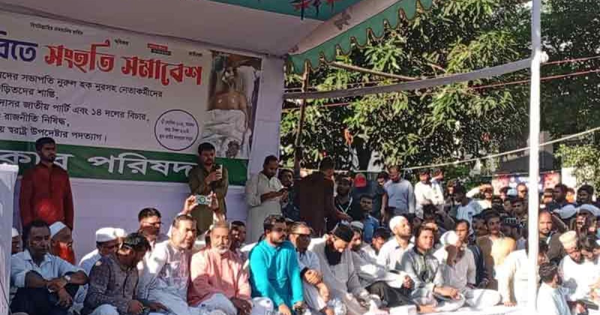 শাহবাগে একই মঞ্চে ৩০ রাজনৈতিক দলের নেতারা