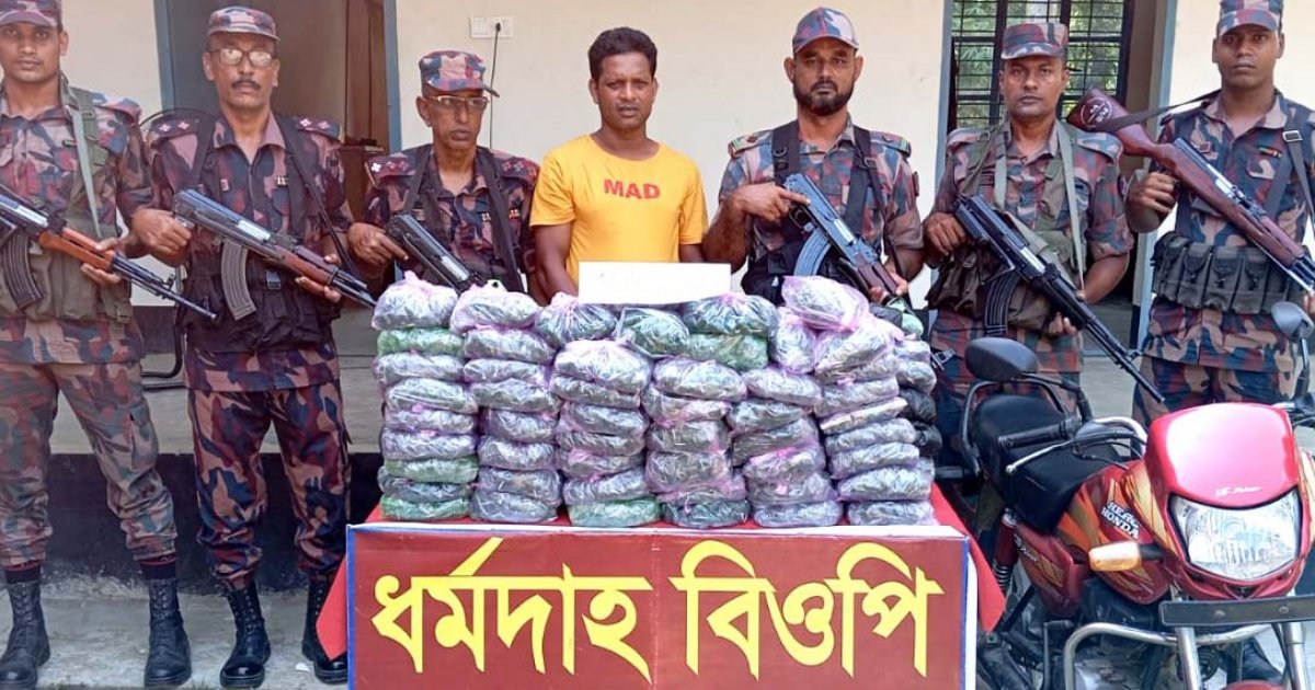 সীমান্তে মাদক ও চোরাচালানি পণ্যসহ একজন আটক