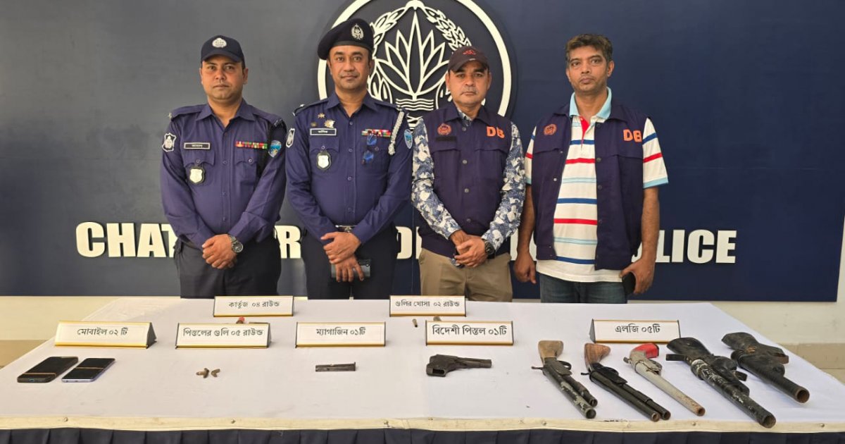 চট্টগ্রামে অস্ত্র-গুলিসহ তিন জন গ্রেফতার