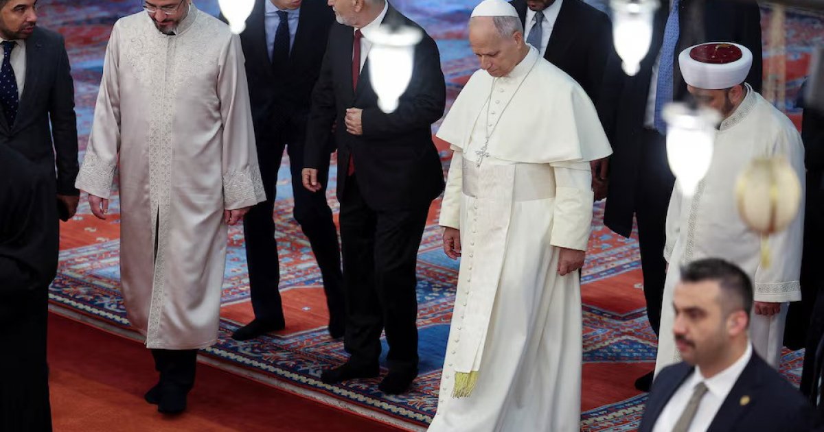 জুতা খুলে ইস্তাম্বুলের ব্লু মসজিদে পোপ লিও, করেননি প্রার্থনা