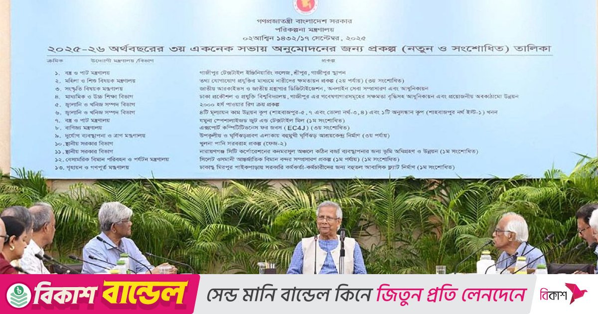 একনেকে ১৩ প্রকল্প অনুমোদন, খরচ ৮৩৩৩ কোটি টাকা