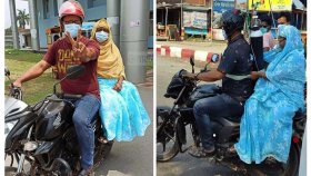 ছেলের সঙ্গে মোটরসাইকেলে চেপেই বাড়ি ফিরলেন মা